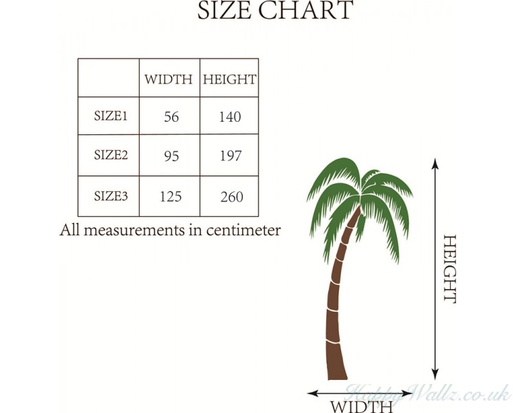 Tropical Palm Tree, Tree Leaves Wall Decal for Bedroom, Office & Vinyl